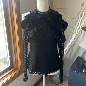 Guess long sleeve fish net blouse
